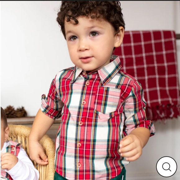 SAMMY + NAT PLAY COLLECTION CLASSIC POPLIN BUTTONDOWN IN RED TARTAN, Size 4 - Picture 2 of 8